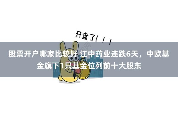 股票开户哪家比较好 江中药业连跌6天，中欧基金旗下1只基金位列前十大股东