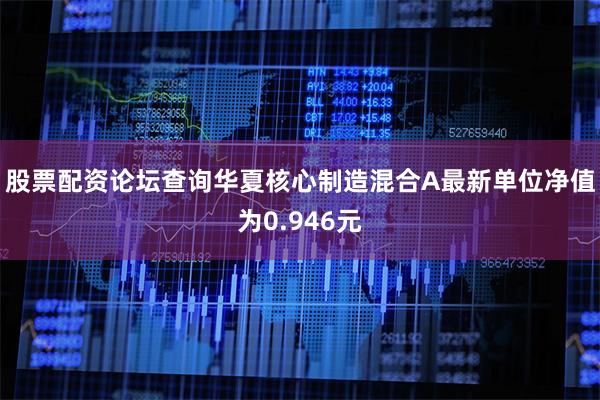股票配资论坛查询华夏核心制造混合A最新单位净值为0.946元